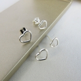 Duo Coração Vazado em Prata 925 - Prateado