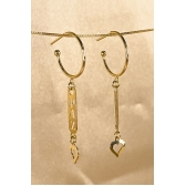 Brinco Argola Médio com Pingente Esotéricos Banhado em Ouro 18k - Dourado