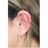 Piercing Fake Com Coração de Zircônias Coloridas Banhado em Ouro 18k - Dourado