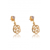 Brinco Pequeno de Flor Vazada com Zircônia Banhado em Ouro 18k - Dourado