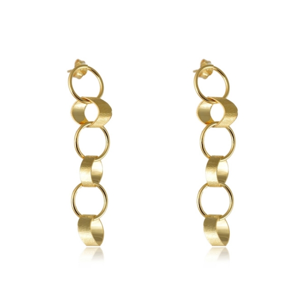 Brinco Grande de Círculos Interligados Banhado em Ouro 18k - Dourado