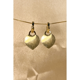 Brinco Argolinha com Chapa de Coração Banhado em Ouro 18k