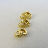 Trio de Argolinhas Com Zirconia Banhado em Ouro 18k - Dourado
