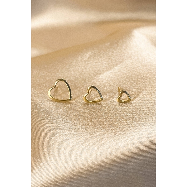 Trio de Corações Vazados Banhado em Ouro 18k - Dourado