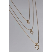 Colar Triplo de Corações Vazados Banhado em Ouro 18k - Dourado