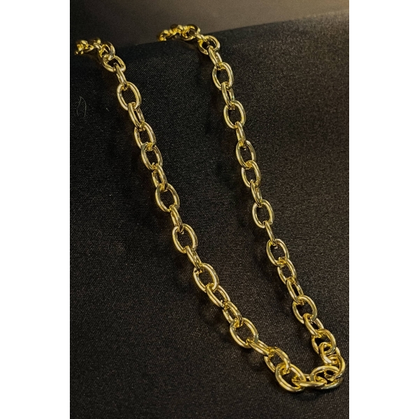 Choker Corrente Com Elos Ovalados Banhado em Ouro 18k - Dourado