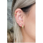 Brinco Argolinha Com Micro Zircônias Coloridas Banhado em Ouro 18k - Dourado