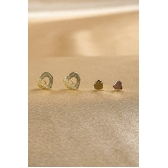 Duo Coração Pequeno e Coração Vazado Trabalhado Banhado em Ouro 18k - Dourado