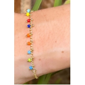 Pulseira Infantil de Pedrinhas Coloridas Banhado a Ouro 18k - Dourado