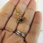 Colar Pingente Olho Grego com Zircônia Multicolor Banhado em Ouro 18k - Dourado