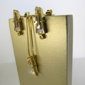 Conjunto Trapézio em Zircônia - Dourado