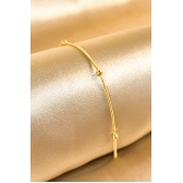 Pulseira Corrente Lisa com Bolinhas Banhado em Ouro 18k - Dourado