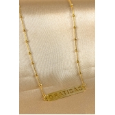 Colar com Corrente e Pingente Gratidão Banhado em Ouro 18k - Dourado