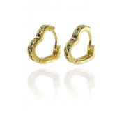 Brinco De Coração Com Micro Zircônia Incrustada Banhado em Ouro 18k - Dourado