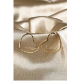 Brinco Médio com Coração Vazado Horizontal Banhado em Ouro 18k - Dourado