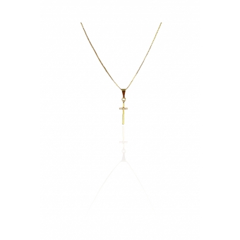 Colar Pingente Cruz com Detalhe de Zircônia Banhado em Ouro 18k