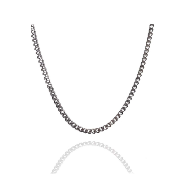 Colar Corrente Grumet 5mm Aço Inox MASCULINO - Prateado