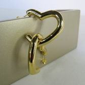 Brinco Argola de Coração Grossa Banhado em Ouro 18k - Dourado