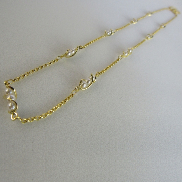 Colar com Corrente de Mini Pérolas Banhado em Ouro 18k - Dourado