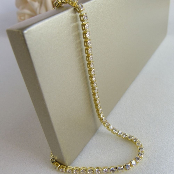 Pulseira Em Corrente De Zircônias Banhado em Ouro 18k - Dourado