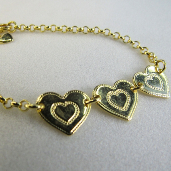 Pulseira com Chapa de Coração Banhado em Ouro 18k - Dourado
