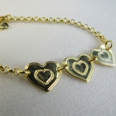 Pulseira com Chapa de Coração Banhado em Ouro 18k - Dourado