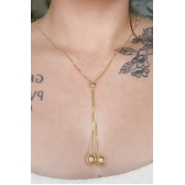 Colar Regulável com Bolas na Ponta Banhado em Ouro 18k - Dourado