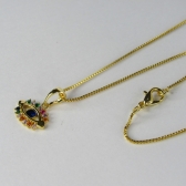 Colar Pingente Olho Grego com Zircônia Multicolor Banhado em Ouro 18k - Dourado
