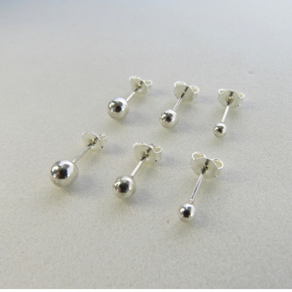 Trio de Brincos Bolinha em Prata 925 - Prateado