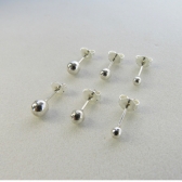 Trio de Brincos Bolinha em Prata 925 - Prateado