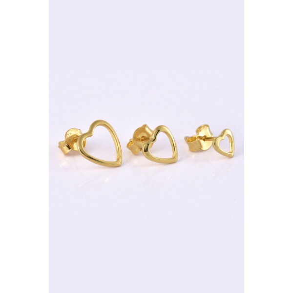 Trio de Corações Vazados Banhado em Ouro 18k - Dourado