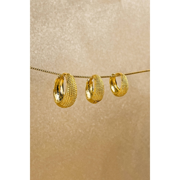 Trio de Brincos Argolinhas Grossas Banhado em Ouro 18k - Dourado