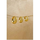 Trio de Brincos Argolinhas Grossas Banhado em Ouro 18k - Dourado