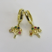 Brinco Argolinha De Árvore da Vida Banhado em Ouro 18k - Dourado