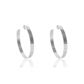 Brinco Argola Grande Grossa Clássica Banhado em Ródio Branco - Branco