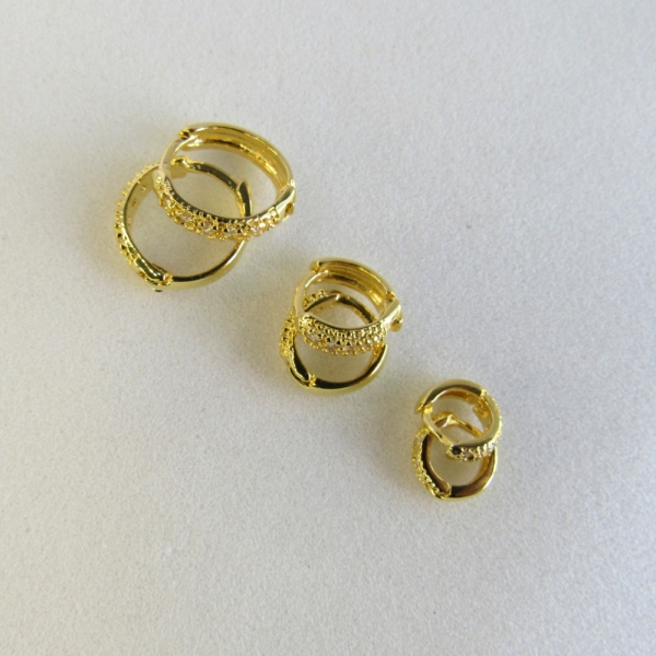 Trio de Argolinhas Com Zirconia Banhado em Ouro 18k - Dourado