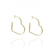 Brinco Argola em Forma de Coração Lateral Larga Banhado em Ouro 18k - Dourado