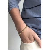 Pulseira Corrente com Elo Sequenciado Banhado em Ouro 18K MASCULINA - Dourado