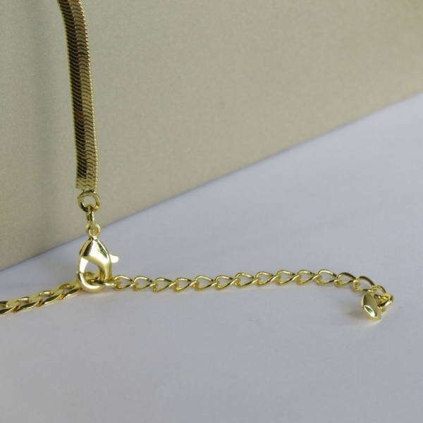 Pulseira Meia Fita Meia Corrente Banhado em Ouro 18k - Dourado