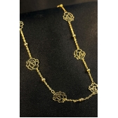 Colar Longo com Bolinha e Flor Banhado em Ouro 18k - Dourado