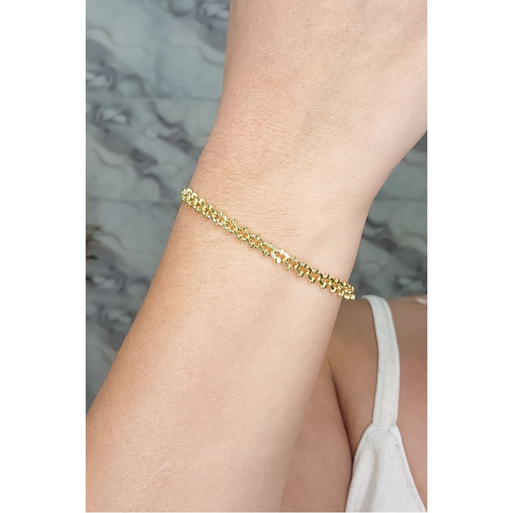 Pulseira com Fecho Regulável e corrente Trabalhada Banhado em Ouro 18k - Dourado