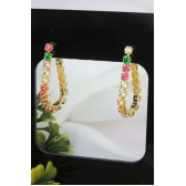 Brinco Corrente de Zircônias Coloridas Sortidas Banhado em Ouro 18k - Dourado