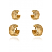 Duo de Argolas Grossas Trabalhadas Banhado em Ouro 18k - Dourado