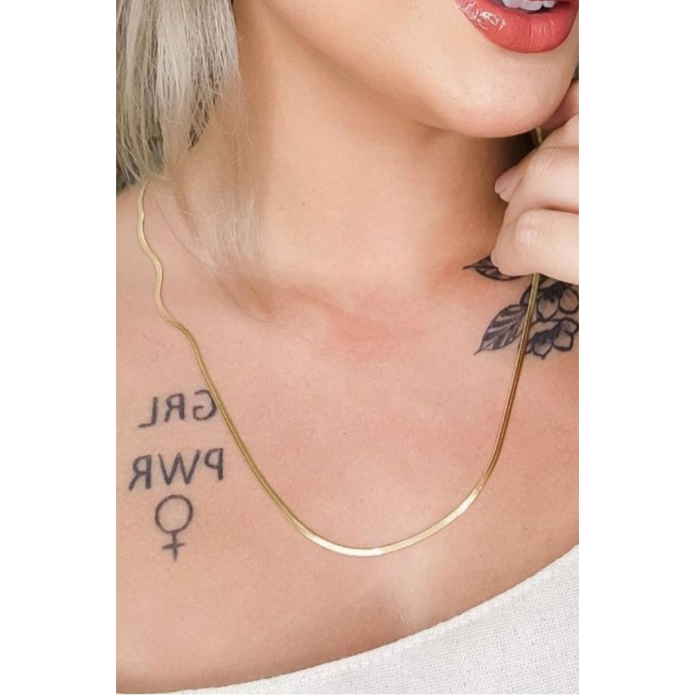 Colar com Corrente Fita Banhado em Ouro 18k - Dourado