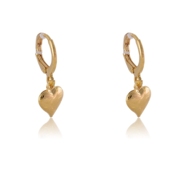 Brinco Argolinha com Coração Grande Banhado em Ouro 18k - Dourado