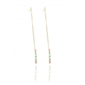 Brinco Fio de Corrente de Zircônias Coloridas Sortidas Banhado em Ouro 18k - Dourado