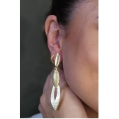 Brinco Grande de Folhas Sobrepostas Banhado em Ouro 18k - Dourado