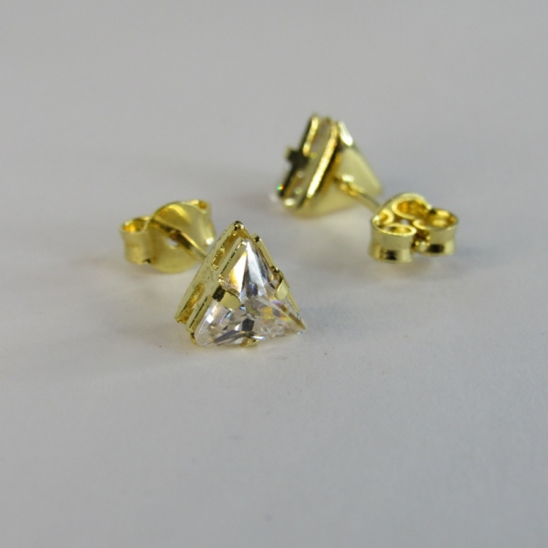 Brinco Triângulo de Zircônia Banhado em Ouro 18k - Dourado