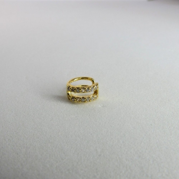 Piercing Fake Vazado com Zircônia Banhado em Ouro 18k - Dourado
