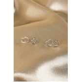 Duo Coração Vazado em Prata 925 - Prateado